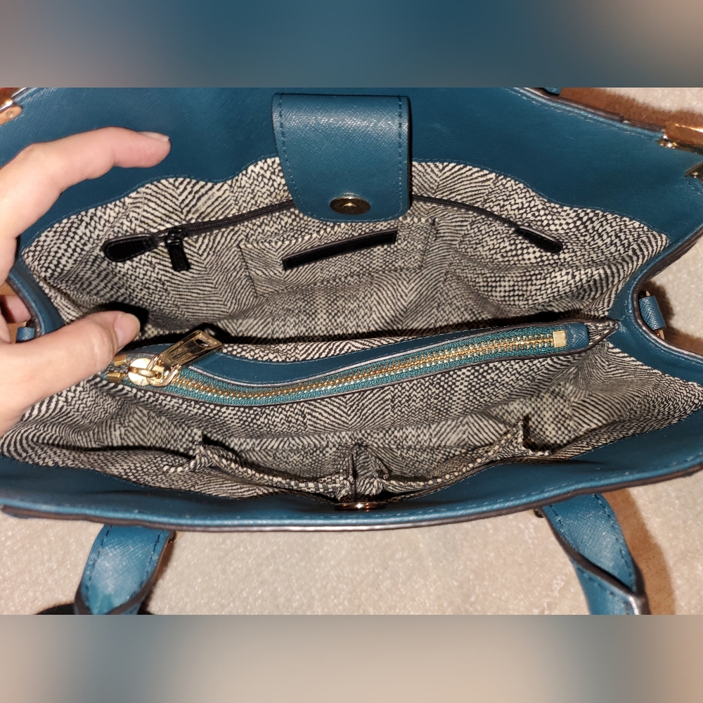 Rebecca Minkoff Amorous Satchel 2-way Teal Handbag - Picture 7 of 12